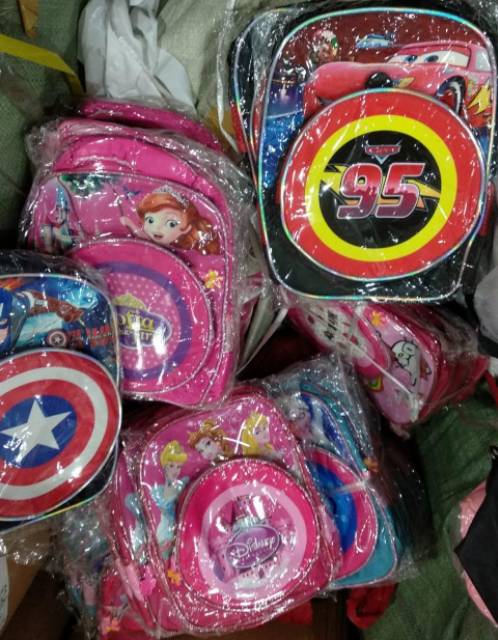 Ransel anak sekolah hologram karakter import