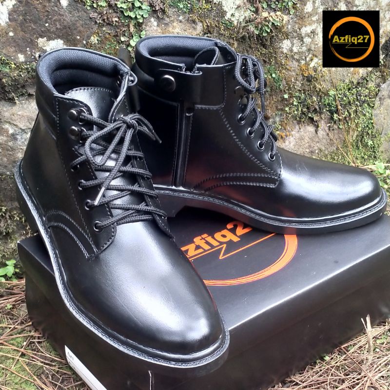 Sepatu Pdh TNI POLRI SECURITY Hitam Dop Terbaru 100% Original Resleting Merk Azfiq27 #2 Dop