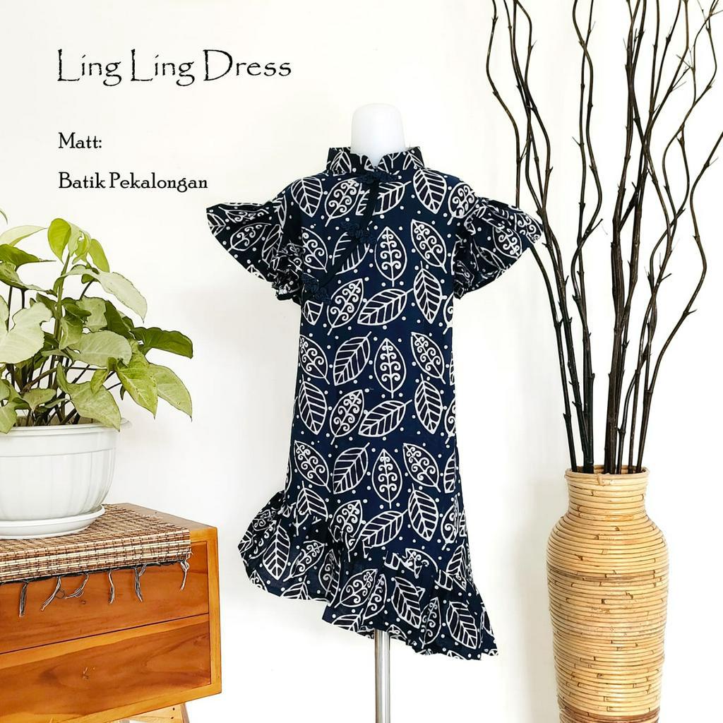 Dress Batik Ling ling / Dress Cantik Motif Batik Untuk Anak dan Dewasa / Dress Couple