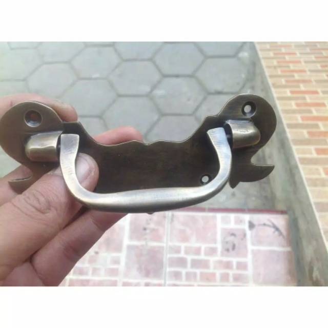 Handle / Tarikan Laci Lemari Jendela Pintu Rumah Kuningan Antik Murah 12.5cm