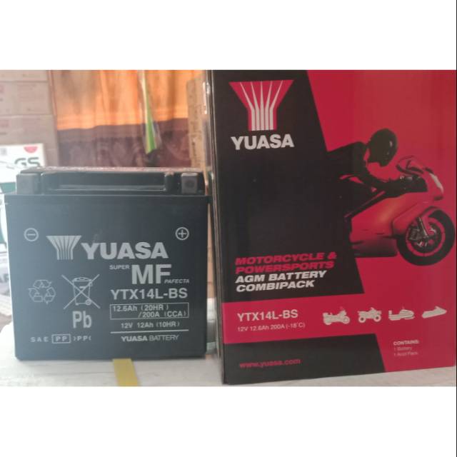 YUASA YTX14L  Alternatif MOTOBATT MBTX12U MBYZ16HD AKI HARLEY SPORTSTER 48 72 883 XL1200