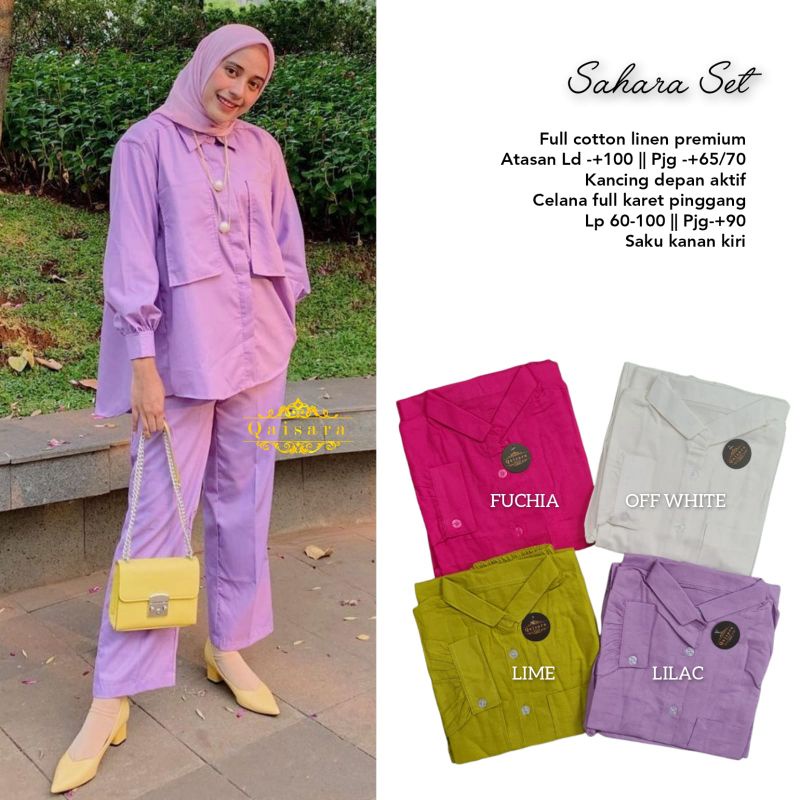 sahara setelan linen polos by Qaisara