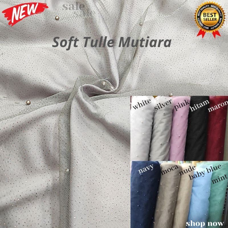 Promo 12.12 Sale Kain tile mutiara. Tille mutiara. Kain tulle. Kain tile meteran. Kain tile polos mu