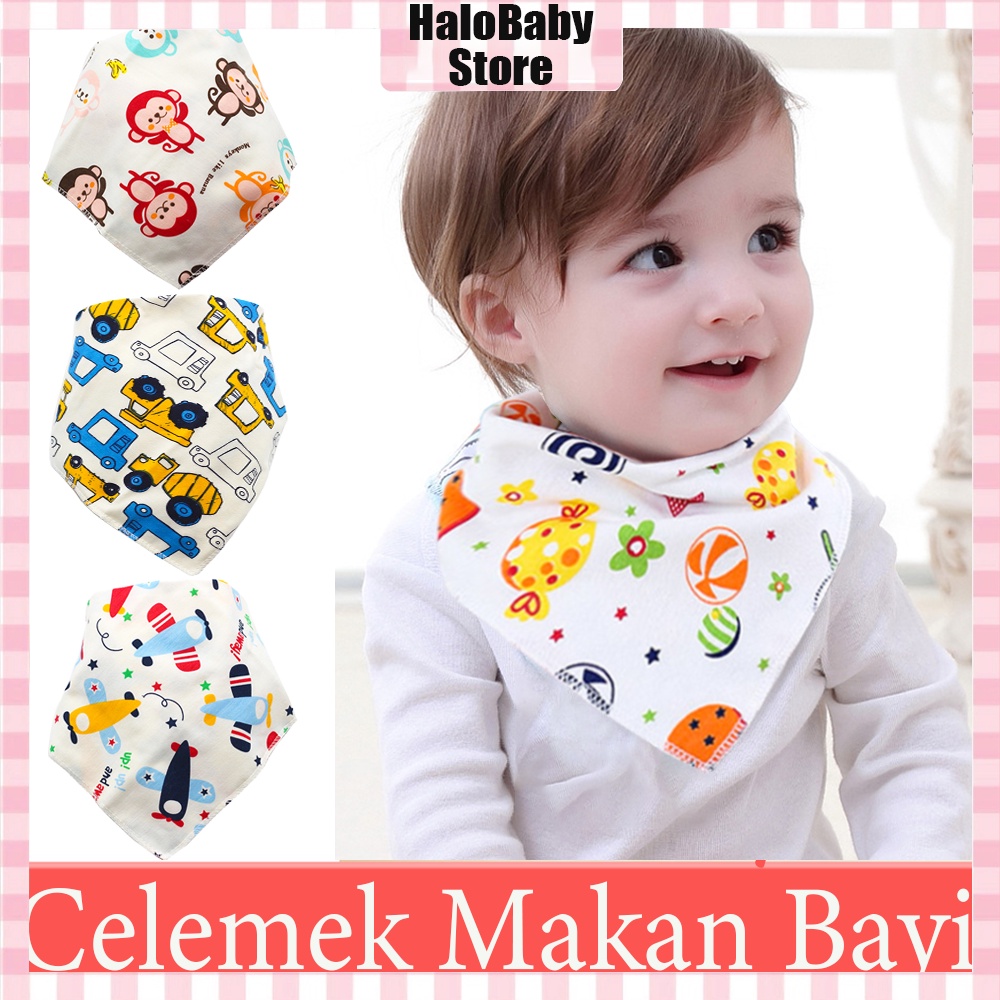 Halobaby Celemek makan bayi / Slabber Segitiga Bayi / baby Bib slaber bayi