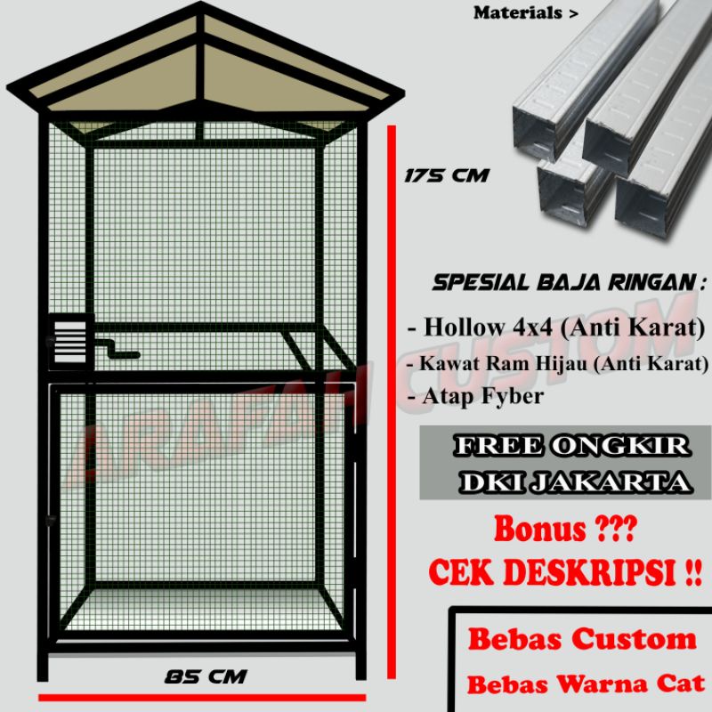 sangkar Kandang Burung Ternak Umbaran Koloni Aviary Lovebird Murai Kenari Jalak Beo Kakatua