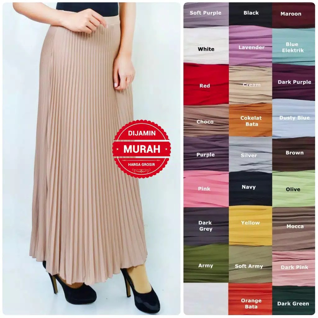 CLEARANCE SALE / ROK PLISKET PREMIUM BAHAN TEBAL/ PRISKET PANJANG/ PLEATED SKIRT/FLARE SKIRT/GOOD QUALITY