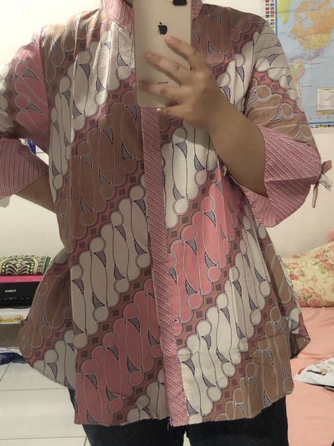 Atasan Batik Wanita Motif Tapak Kebo Pink Khas Baduy Banten - Merah Muda, Xxl Y58 Best Seller