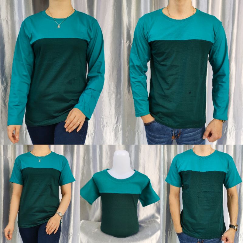 kaos reglan polos kombinasi TOSCA-HIJAUBOTOL uk 20 22 S M L XL XXL