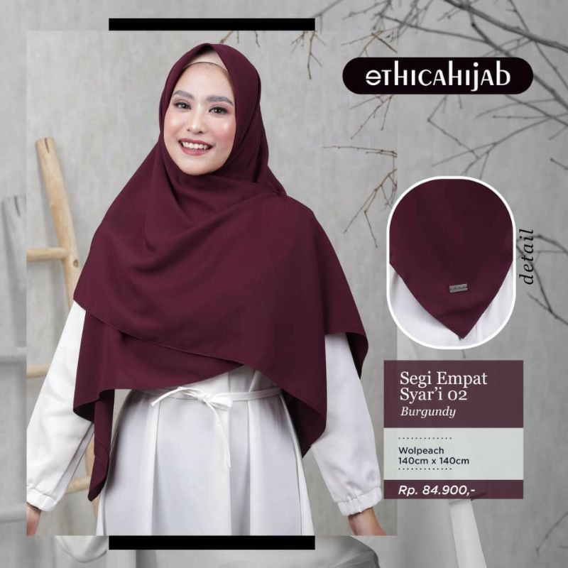 HIJAB SEGIEMPAT SYARI 140 X 140 POLOS || ETHICA