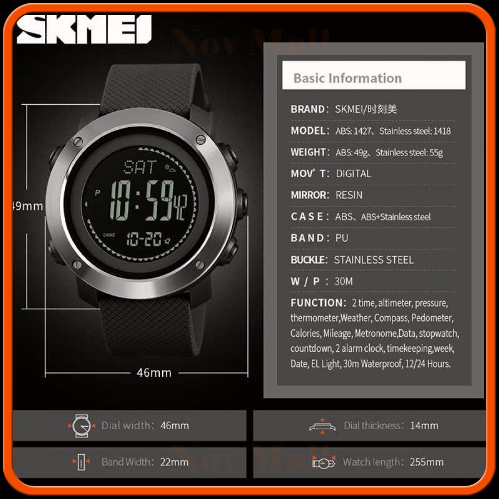 SKMEI Jam Tangan Digital Sporty Pria Pedometer Calorie Compass - 1418