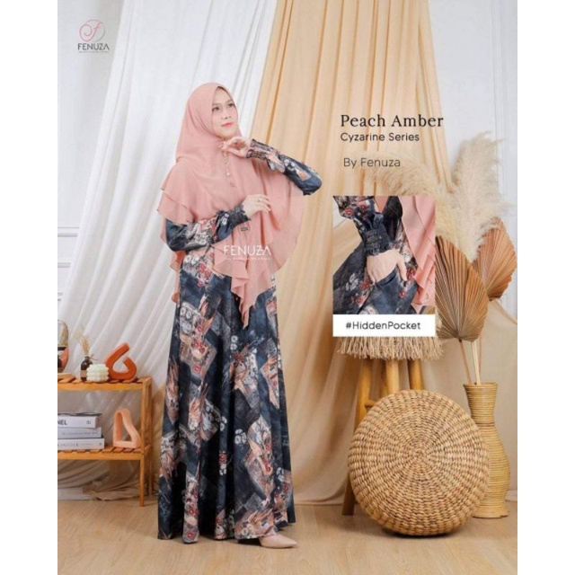 Gamis Cyzarine dress size XXS-XXL ori Fenuza busana muslim busui bahan rose crepe premium import