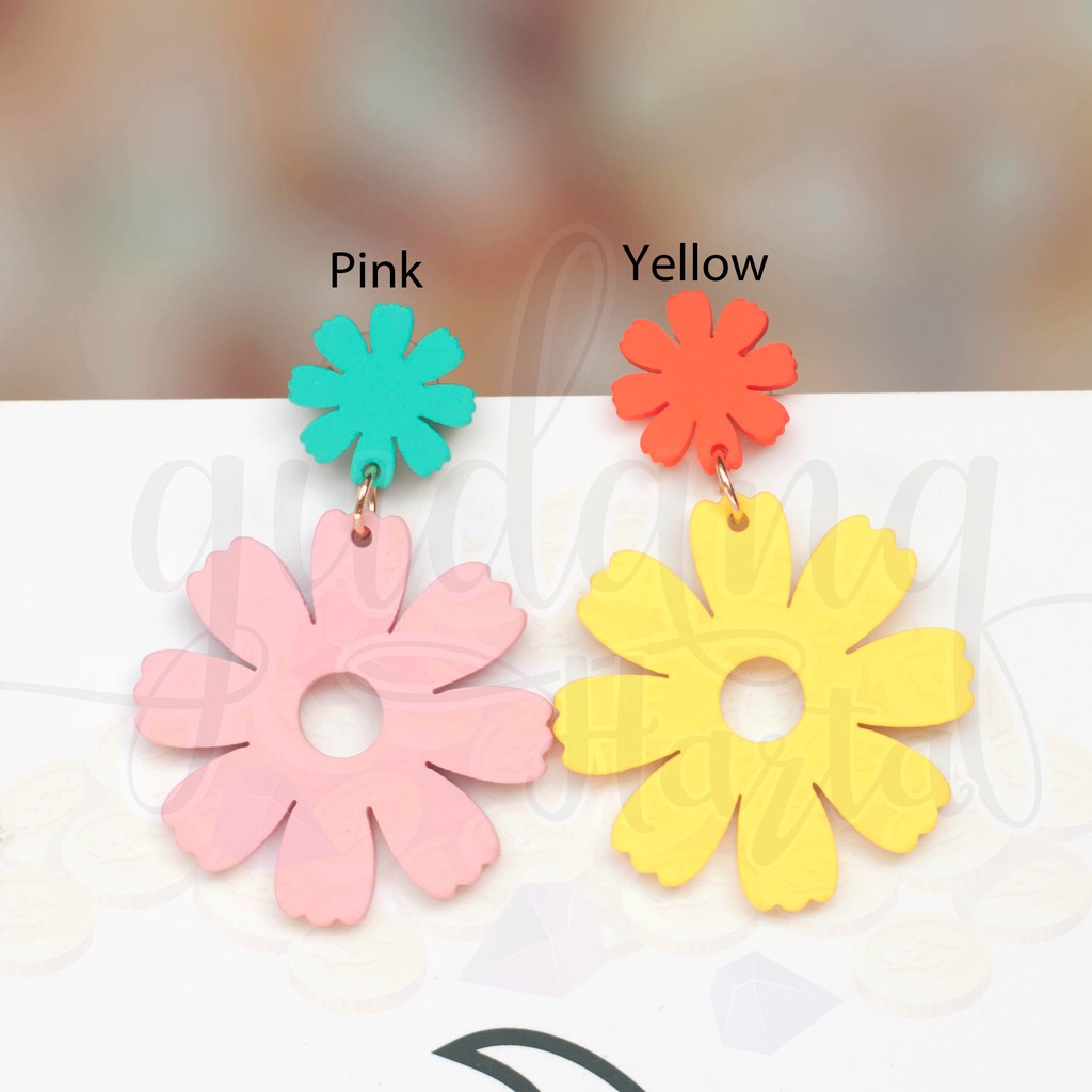 Anting Stud Colorful Flower Bunga Besar Lucu GH 203706