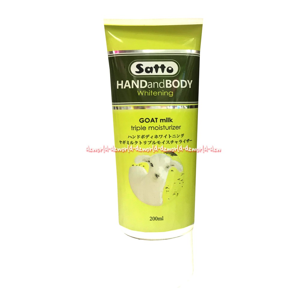 Satto Goat Milk Handbody Whitening Triple Moisture 200ml Sato Hand Body Green