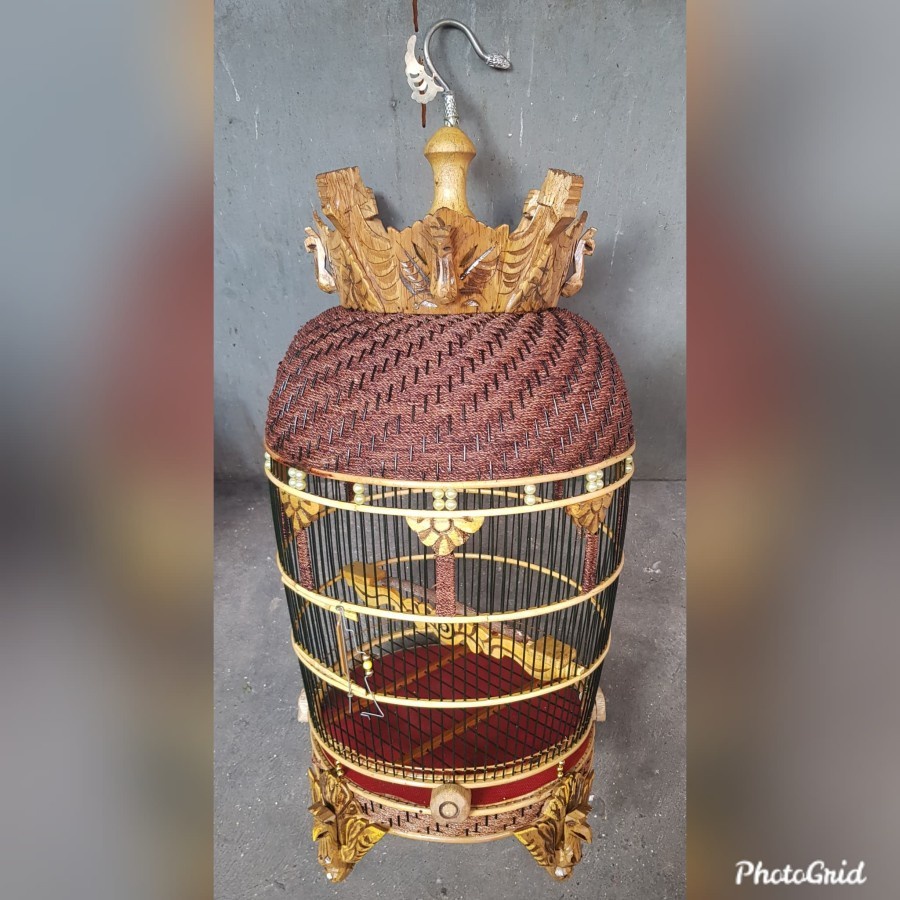 sangkar perkutut rajut mahkota ukir yl
