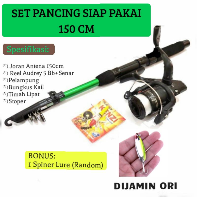 1 Set Pancing  Reel Audrey 5 BB+ Joran 150cm. BONUS SPINER LURE !!!