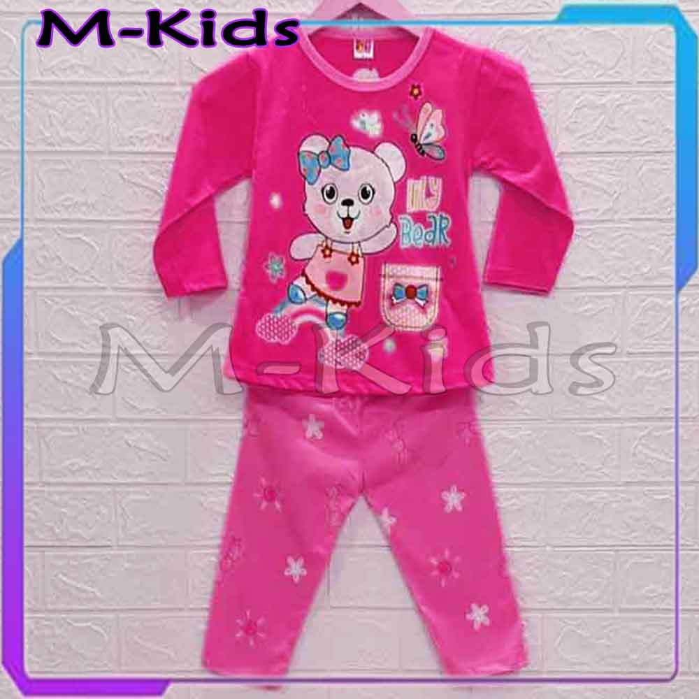 MKids88 - Baju Setelan / Baju Tidur Anak Perempuan Gambar Lily Bear