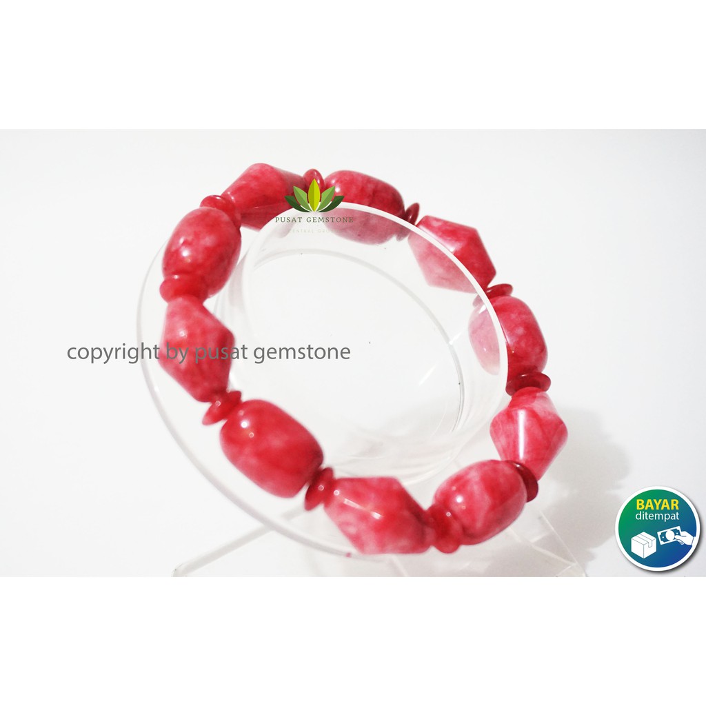Gelang Batu Giok Pink Natural