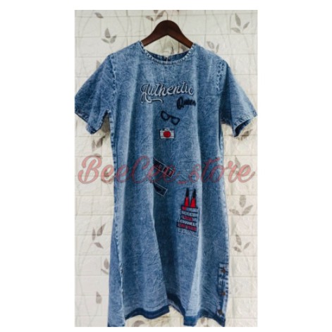 Anita dress jeans snow aplikasi bordir