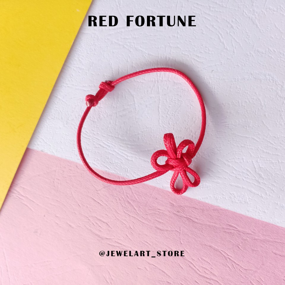 Gelang Tali Merah Handmade RED FORTUNE Teknik Kepang Dengan Kepang Bunga