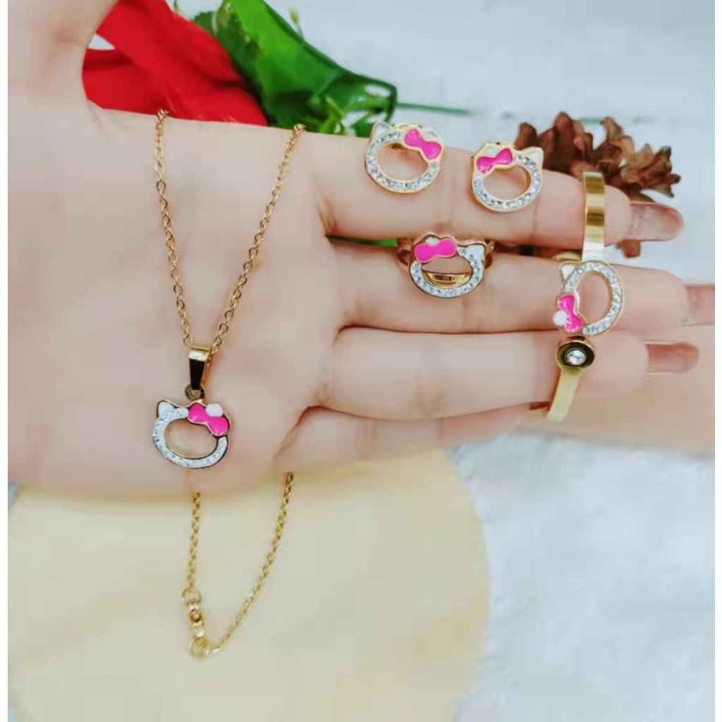 Titanium Set Anak Perhiasan Kalung/Gelang/Anting/Cincin L17