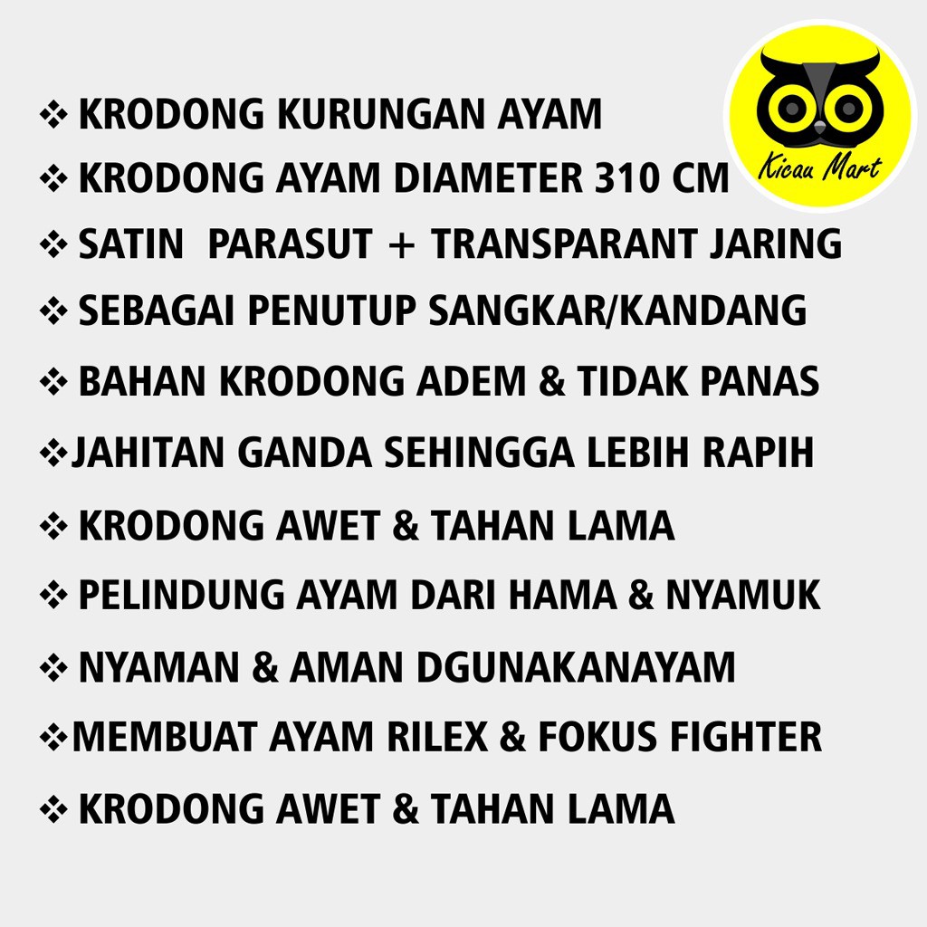 KERODONG KRODONG AYAM SELIMUT KURUNGAN KANDANG AYAM KRODONG KLAMBU AYAM TAHAN AIR ANTI PARASIT KRAYM