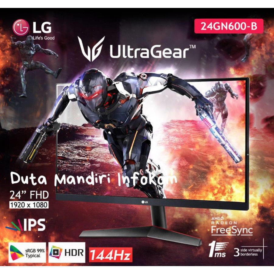 LG 24GN600 24 Inch - FHD IPS 144Hz 1ms HDR10 Hdmi DP Gaming Monitor