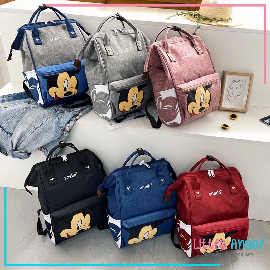 Tas Bayi Diaper Bag Baby Mickey Minnie Ransel Multifungsi Besar Perlengkapan Ibu Bayi Popok Botol Susu Asi Baju Celana Bayi Back Pack Annelo