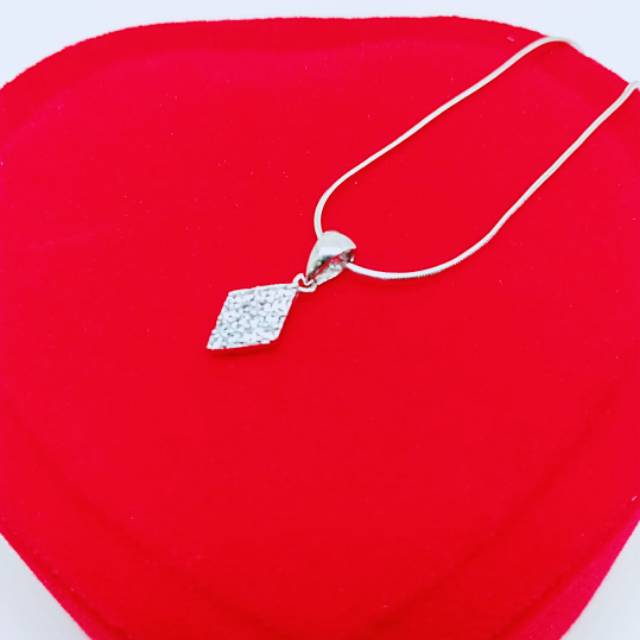 Kalung dewasa Kasandra+liontin kotak mata diamond putih perak asli925/silver lapisan mas putih murni