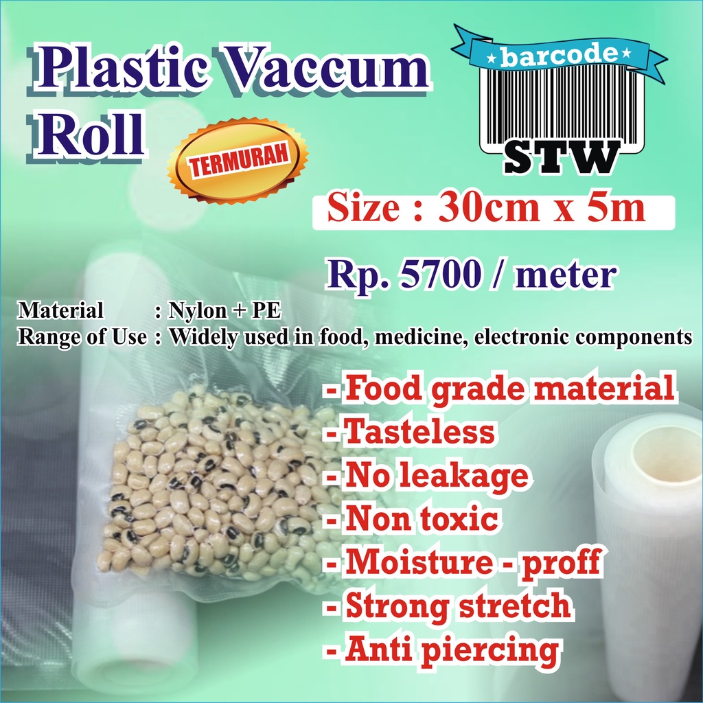 Gardenglories Plastik Vacuum / Vacum Roll Embossed / Plastik Vakum Makanan Embos Roll