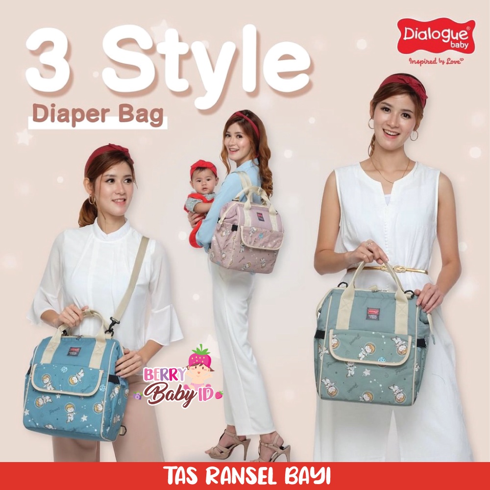 Dialogue 3-in-1 Backpack Diaper Bag Tas Perlengkapan Bayi Multifungsi Berry Mart