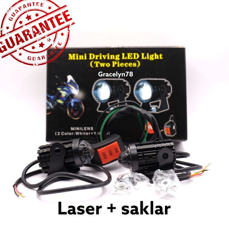 laser foglamp d2 superbright high low mini driving lampu tembak laser BONUS SAKLAR