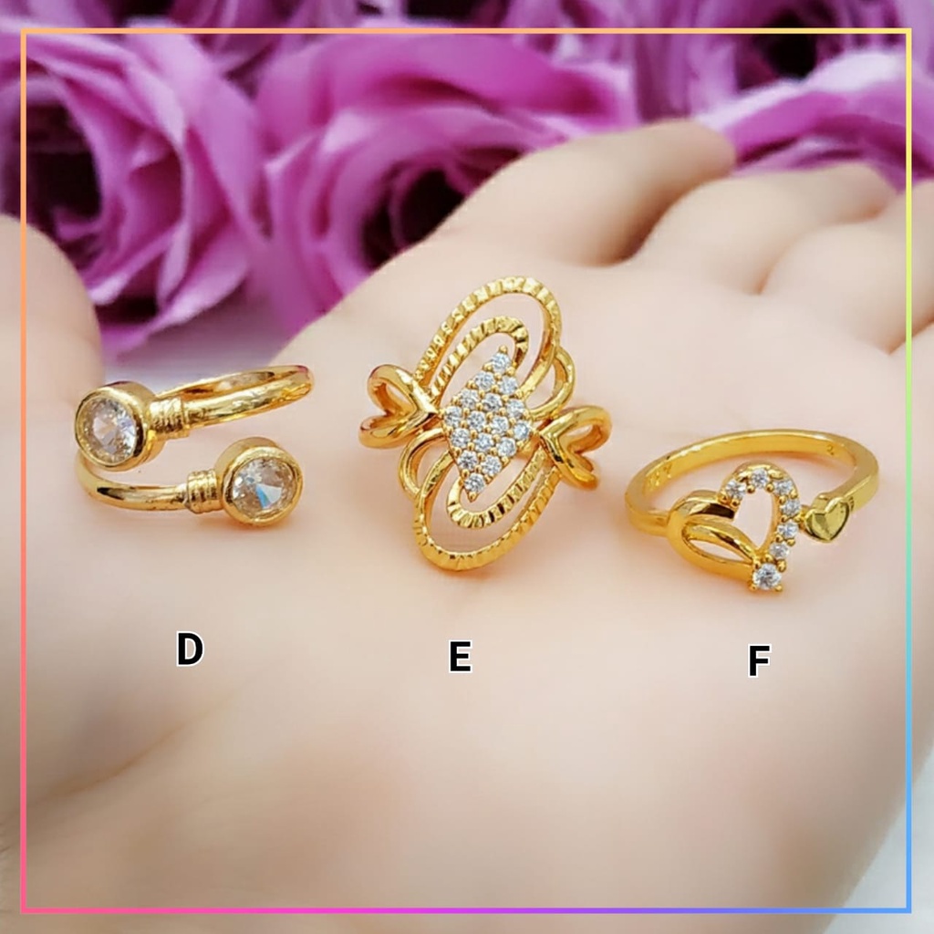 Cincin xuping cincin dewasa permata spiral bulat perhiasan lapis emas gold A155