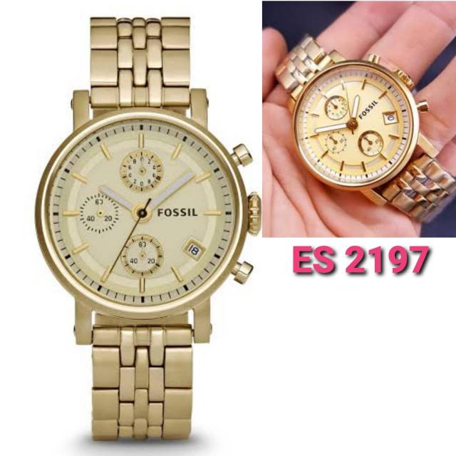Jam Tangan Wanita Original Boyfriend Chronograph Gold-Tone ES2197