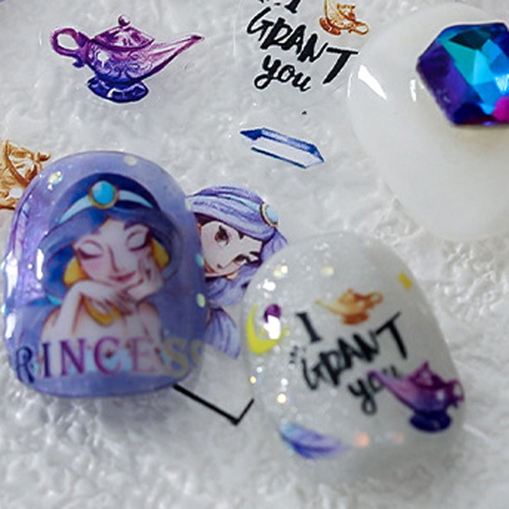 MXBEAUTY Cute Princess Nail Decals Teapot DIY Nail Art Decorations Cartoon Nail Stickers Shell Love Fashion Thin Tough Flowers Self Adhesive Manicure Accessories