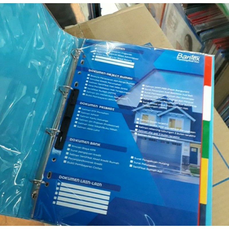 

Binder housing document ownership bantex size folio 4 ring no ref 8713 - Biru