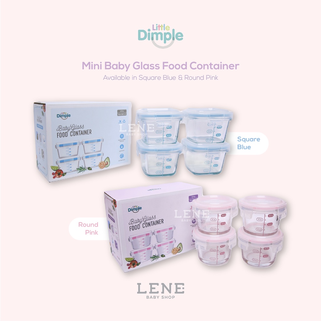 Little Dimple Mini Round Container Square Blue / Round Pink