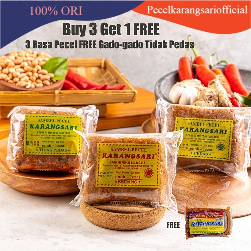 

Karangsari- Hemat 3 Pecel Semua Rasa, Free 1 Bumbu Gado-gado Tidak Pedas
