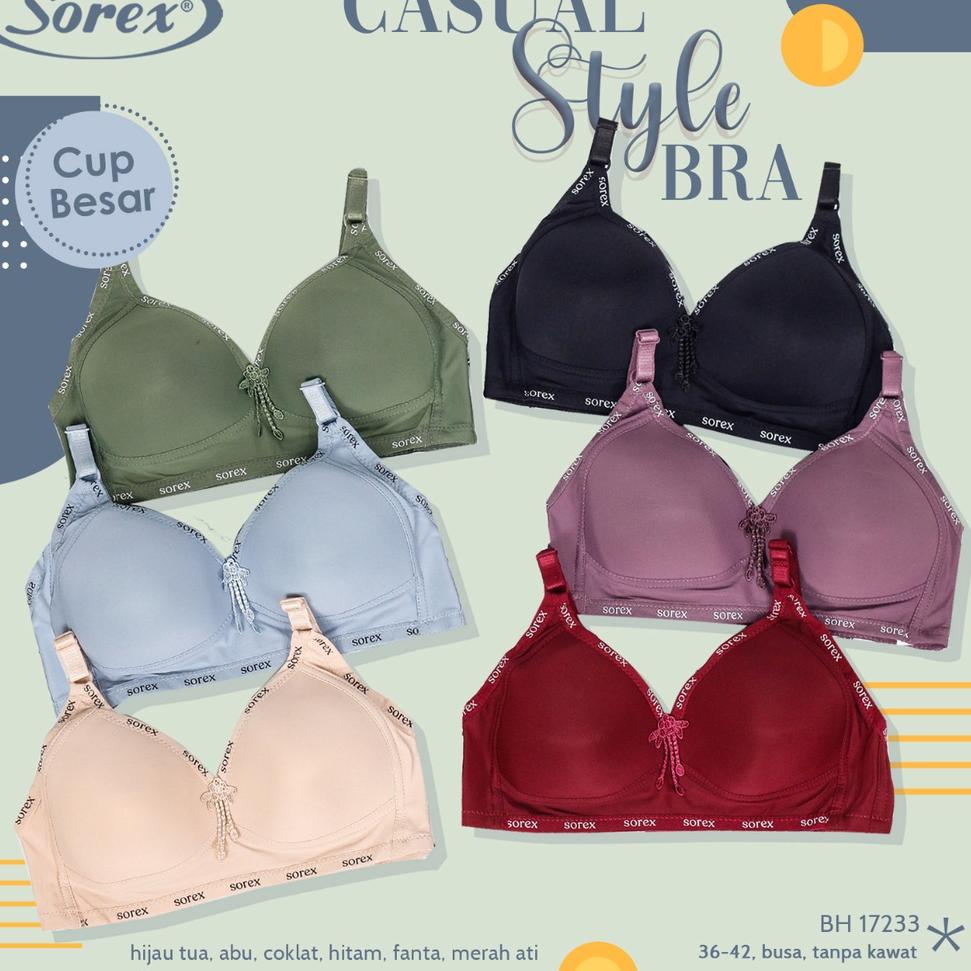 『IMPORT』 SOREX Bra BH Super Soft Cup Besar Busa Tanpa Kawat art 17233// Size 36 - 42 ♥