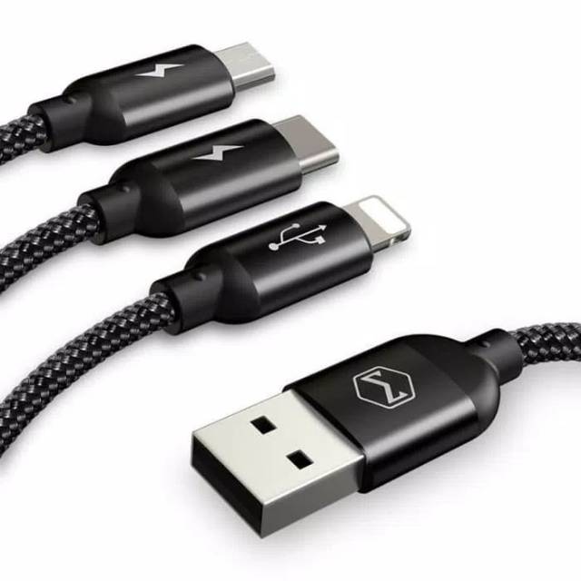 Mcdodo 3 in 1 cable kabel charging charger micro usb lightning Type-C