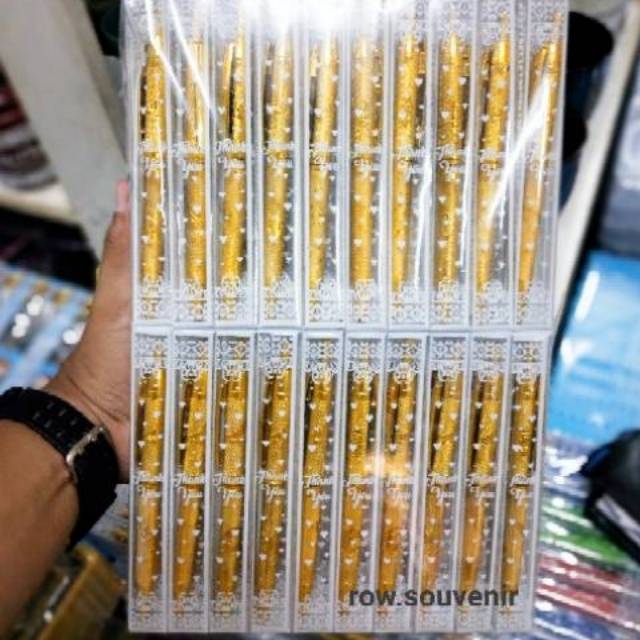 

(ISI 100) ROW SOUVENIR PULPEN MIKA DUS PITA GOLD SILVER MURAH