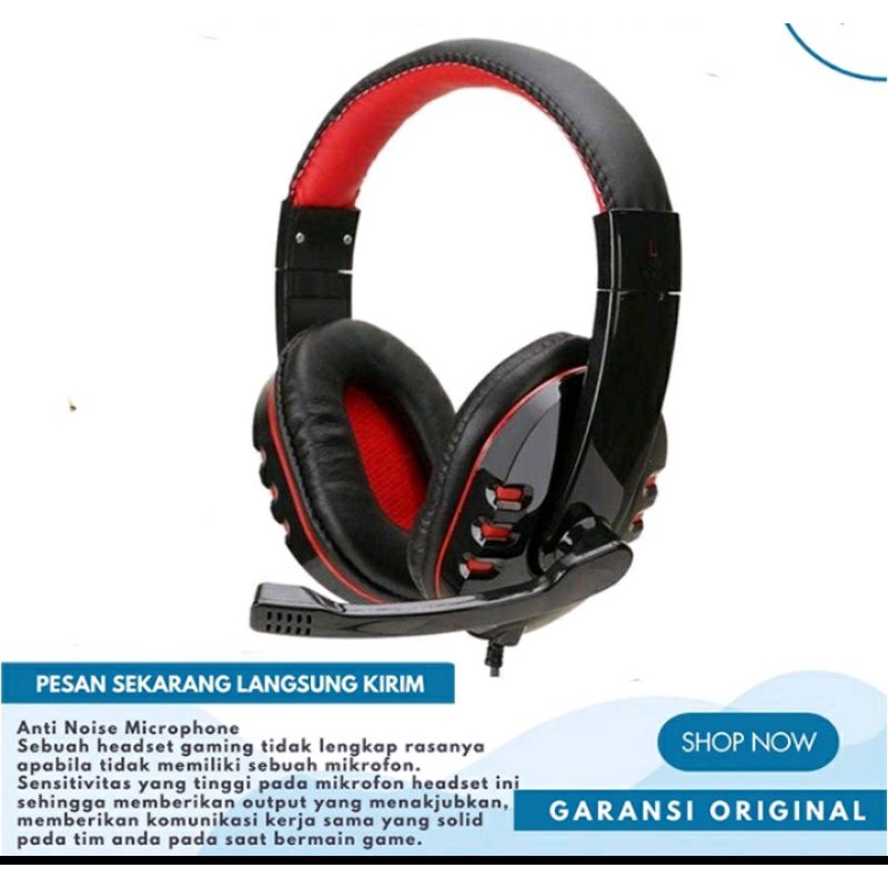 Headphone Headset hedset Gaming Bass Super Laptop Android Kabel with Mic