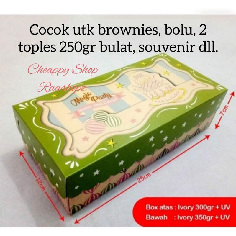 

Box Brownis 25x12 Box Bolu Kotak Kue lapis Legit Dus Bolu Brownies Bunga Biru Box kue Kering Kotak bOx Natal 25x12 Box Brownies Natal Dus souvenir Ultah Box kue Ultah box 2 toples 250gr Box Kuker