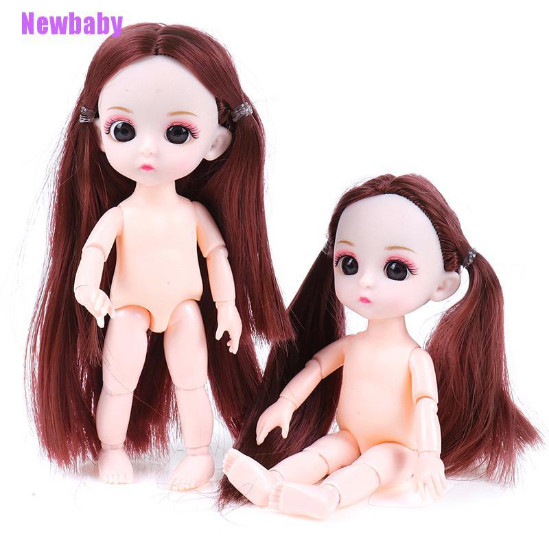 (Newbaby) Mainan Boneka Bayi Mini 13 Dengan Rambut Pink / Silver Ukuran 16cm Naked