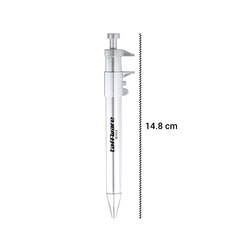 Taffware Pena Pulpen Multifungsi Ballpoint Pen Caliber Measuring Tool Scale Ruler - B100 - Silver