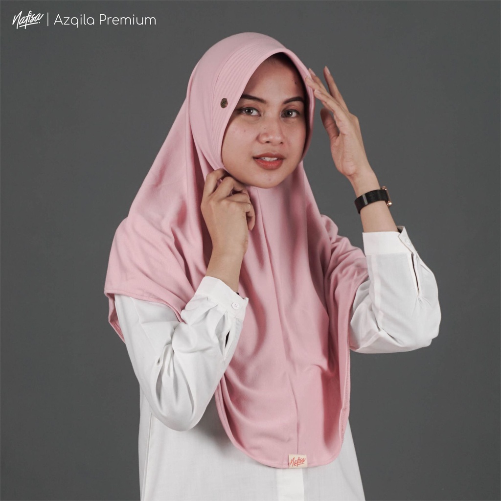 Nafisa Instan Azqila Premium - Hijab Instan Jilbab Bergo Bahan Kaos & Lycra High Quality Part 1-Dusty Pink (PE)