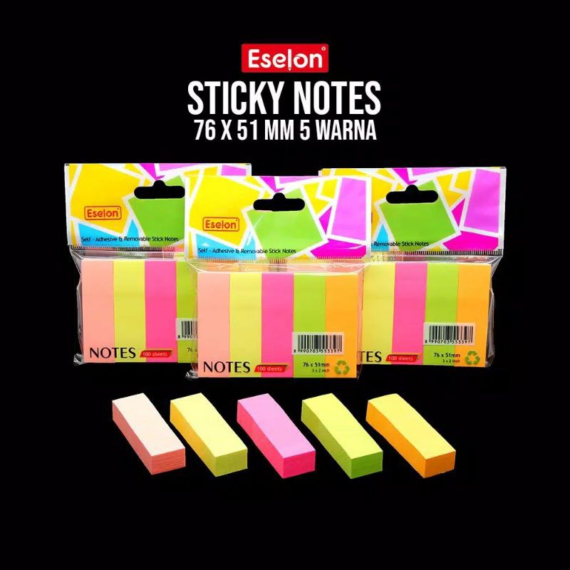 

sticky note 5 warna. pembatas buku, memo, dll (100 sheets)
