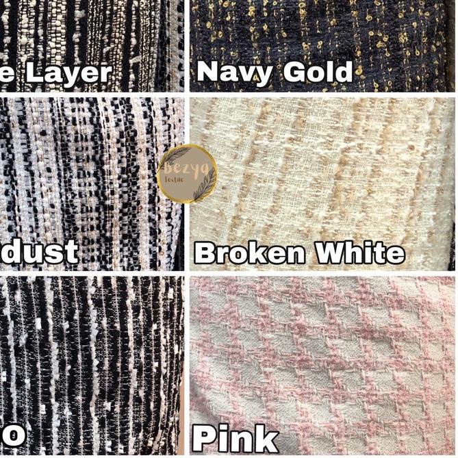 ☋ Kain Tweed /Kain Chanel / Linen Fancy / Tweed / Tweed Import / Kain Wool Rajut Acrylic Bahan Blaze