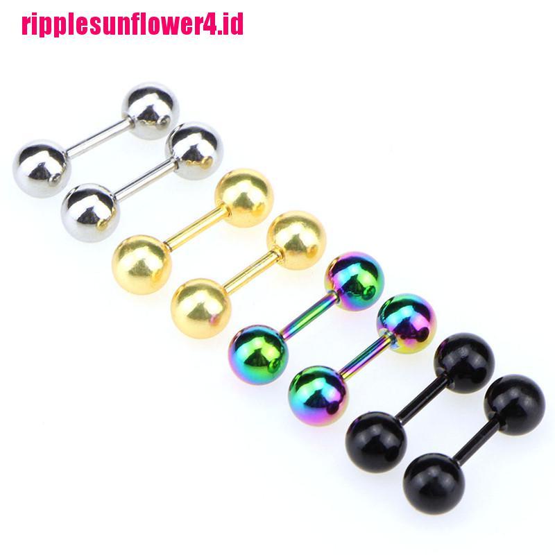 Anting Stud Tindik Tulang Rawan Bentuk Barbell Bahan Stainless Steel