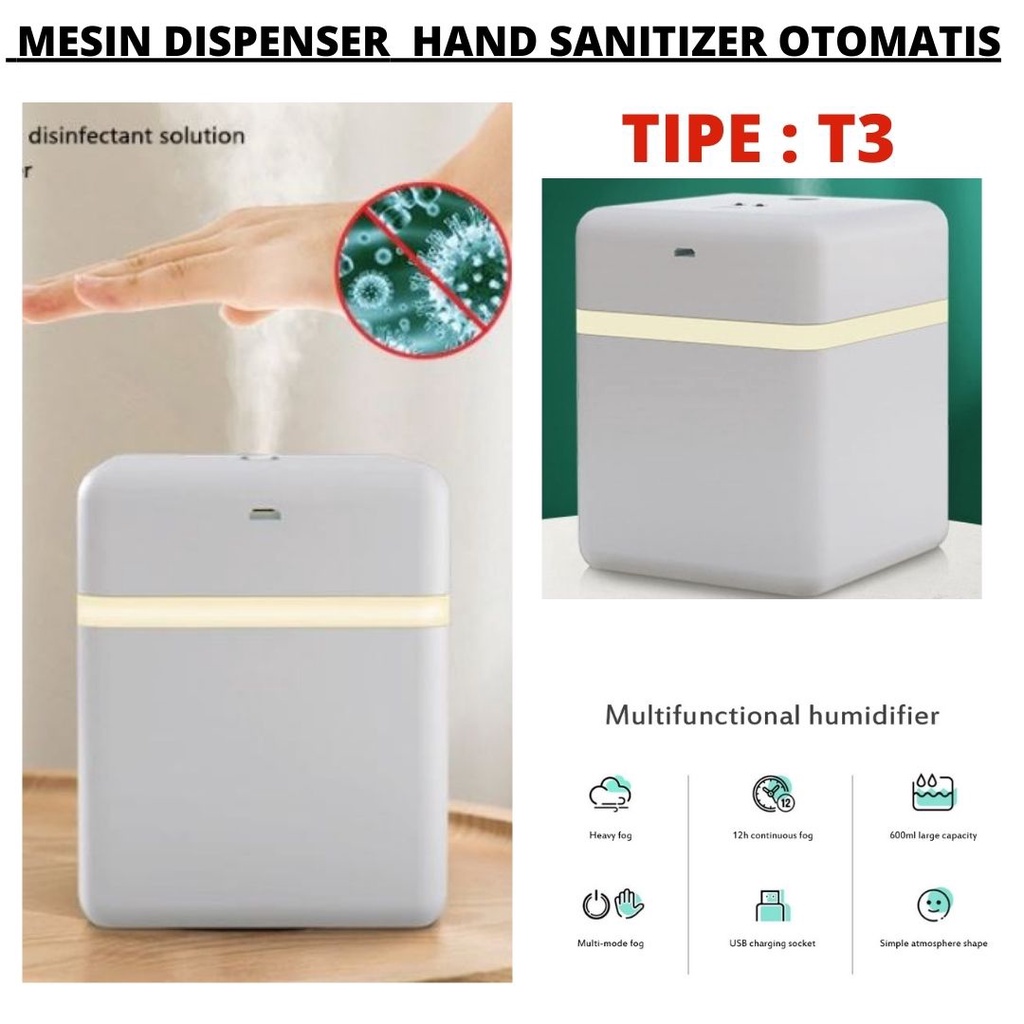 Mesin Dispenser Smart Hand Sanitizer Disinfektan Humidifier 2 In 1 Otomatis