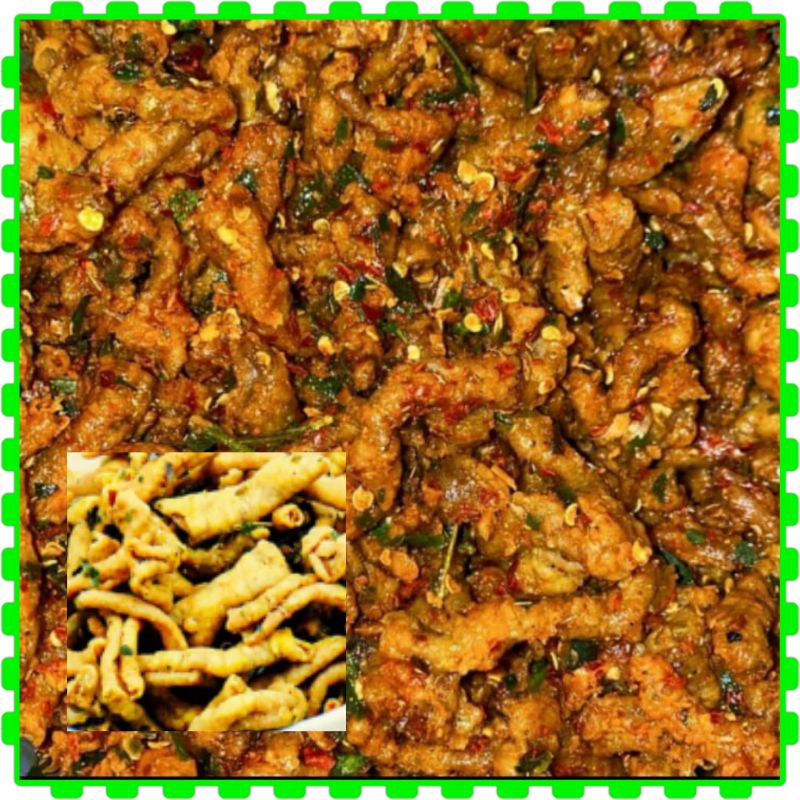 

[READY SESUAI STOK SIAP KIRIM] Usus Ayam ori dan pedas crispy daun jeruk 90 gr